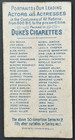 W  Duke Sons Cigarette Card Tobacianna Portraits And Our Actors   Actresses