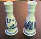 Vintage Blue Willow 5  Candlesticks  Unknown Maker  Set Of 2 