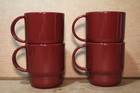 Vintage Tupperware Stacking Coffee Cup Mug Set Of 4 Burgundy