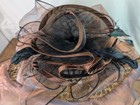 Elegant Brown Organza Kentucky Derby Hat Wide Brim Church Tea Party Wedding   