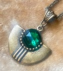 Vintage Necklace Art Deco Revival Pendant W  Antique Czech Glass Rhinestone