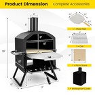 Outdoor Pizza Oven 2-layer Wood Fired Pizza Maker With Cooking Grill For Party