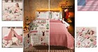 Holiday Moose Plaid Quilt Set Queen - Reversible Christmas Bedding With 2 Shams