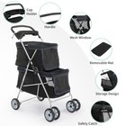 Pet Stroller For 2 Dogs And Cats  Double 4 Wheel Cat Pet Carriers Bag Jogger