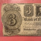 1837  3 Bank Of Manchester Michigan Three Dollars Obsolete Note