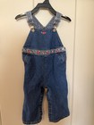 Vintage 90s All Mine Baby Girls 12m Denim Overalls Floral Embroidered Y2k