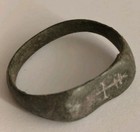 Wearable Ancient Byzantine Bronze Ring Depicting A Cross  1300-1400 Ad