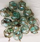 Baker s Dozen  13  Japanese Blown Glass Fishing Floats 2  Net Handles Vtg Usa Bz