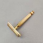 Vintage 1940 s Gillette Tech Safety Razor Ball End Gold Tone No Date Code Clean