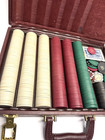 Vintage Monogram    jes    Poker Chips In Heavy Duty Brown Case