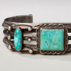 1930 Navajo Sterling Silver Turquoise Cuff Bracelet Native American Jewelry