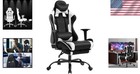 Gaming Chair Faux Leather White 27 8in Reclining Lumbar Headrest Office