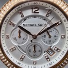 Micahel Kors Parker Chrono Watch Women 39mm Silver Dial Rose Gold Tone New Batt
