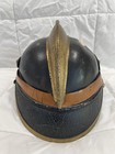 Nice Original Circa 1900 Wwi Ww1 Wurttemberg Black Leather   Brass Fire Helmet