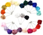 25pcs Rose Boutonniere Lapel Pin For Men Multi-color Handmade Rose Corsage Satin