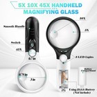 Large Magnifying Glass With Light 10x 20x 45x Illuminated Handheld Magnifier