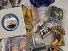 Vtg Estate Junk Drawer Lot Coins Salt   Pepper Shakers Cobalt Blue Lapel Pins