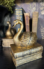 One  1   Vintage Style Art Deco Antique-gold Swan On Books Bookends Shelf Decor