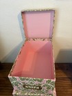 2 - Anna Griffin Pink Green Floral Memory Photo Keepsake Storage Shoebox Boxes