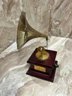 Desk Top Dummy Gramophone Player Phonograph Brass Horn Hmv Vintage Antique Gift