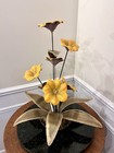 Vintage-brutalist Art Metal Flower Sculpture Mid Century Poppy Winifred Cole