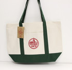  set Of 3  Trader Joe s Large Canvas Tote Reusable Bag 20x14x6  Green white New