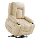 Power Lift Recliner Chair Reclining Sofa Heat   Massage Cup Holder Storage Beige