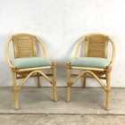 Vintage Rattan Dining Set- Nesting Table   Chairs