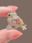 2pcs Shiny Rhinestone Cute Bird Corsage Brooch Clothing Lapel Pin Women 