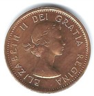 1959 Canadian Uncirculated One Cent Elizabeth Ii Coin 