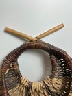 Vintage Rustic Hand Woven Bamboo   Willow Wall Basket planter 15 5 In 