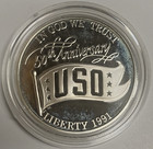1991-s United States Uso  1 Commemorative Proof Silver Dollar Coin