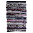  100  Cotton Chindi Hosiery Rug 24x36 Inch - Dark Multi  Farmhouse Reversible 
