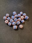 20 Chevron Striped Glass Beads   b1083  - 5-8mm Fancy Rare Vintage