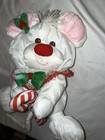 Fisher Price 1990 Vintage Puffalump Christmas Mouse Nylon Plush White Candy Cane