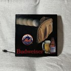 Vtg Budweiser Ny Mets Baseball Lighted Bar Sign Display Man Cave Decor 18x18