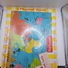 Vintage 1960 s Wood Playskool World Map Puzzle With Compass Complete