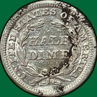 1845 Fs-302 Seated Liberty Half Dime Almost Uncirculated Au Coin  Damage  44138