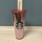 Starbucks 2017 Tumbler Cold Cup Iridescent Pink Rose Sequin 24oz
