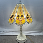 Vintage Disney Mickey Mouse Tiffany Style Geometric Yellow 3 Way Touch Lamp