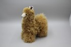 Real Alpaca Fur Plush Stuffed Animal Toy Figure Llama 11    Tan Brown Fluffy Cute