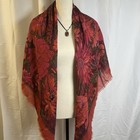 Vintage Liberty Of London Nouveau 50  Square Wool Scarf Red Floral Cover Wrap