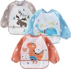 3pk Long Sleeve Baby Bibs Waterproof Sleeved Smock 6-36 Months Feeding