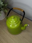 Vtg Enamelware Avocado Green Tea Kettle 1 5l 9  Tall Made In Japan
