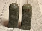 Vtg Rare Connemara Marble Salt   Pepper Shakers Green Stone Ireland 3 h