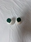 Tupperware Salt pepper Shaker Set  2314a-8 White Green Press Top Vintage Plastic