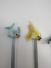 Vtg Lot 8 Tropical Animals Hand Blown Glass Cocktail Swizzle Sticks Drink Stirs
