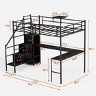 Full Size Loft Bed W L-shaped Desk Stairs Led Lights Charging Station Wardrobe