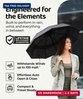 Windproof Travel Umbrella - Compact   Withstands Winds Up To Standard  Black