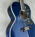 Jumbo Sj   200 Style Acoustic   electric Guitar Blue Quilted Maple Abalone Inlay Us